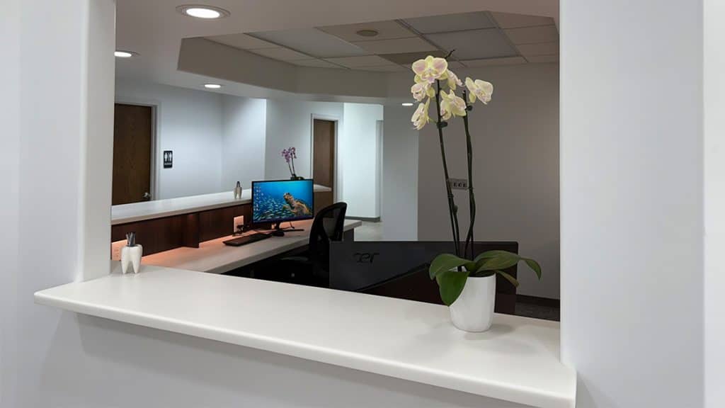 Front desk and chair 