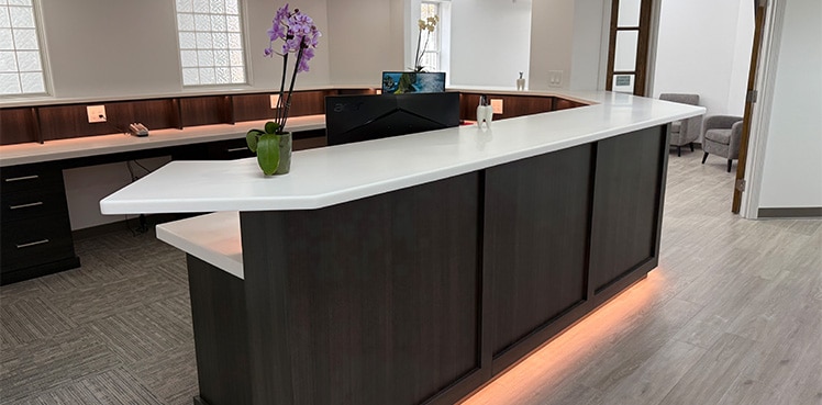 Side view of desk button